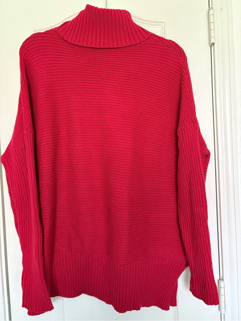 Amazon Red Ribbed Turtleneck Sweater